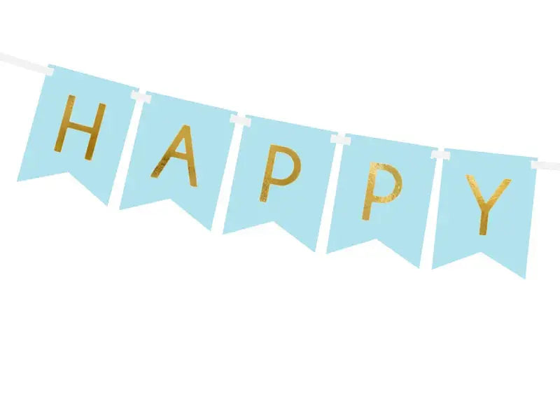 Light Blue Happy Birthday Banner Partydeco