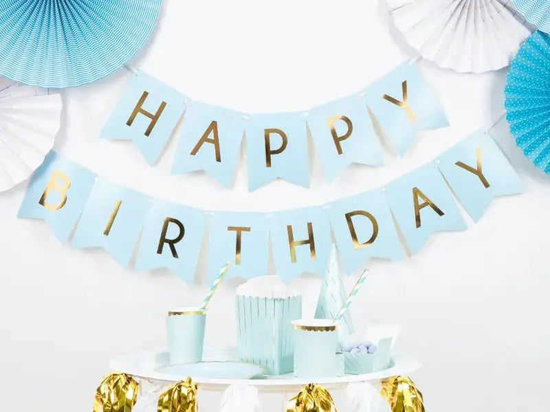 Light Blue Happy Birthday Banner Partydeco