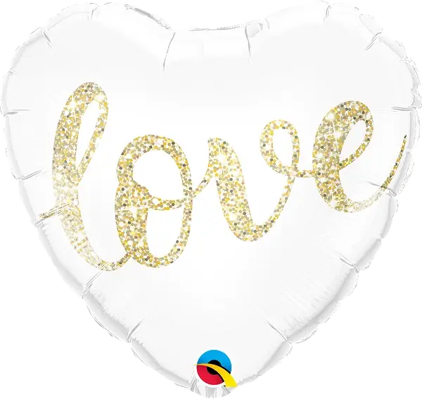 Love Glitter Gold Foil Balloon qualatex