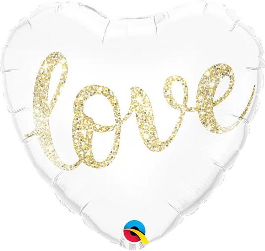 Love Glitter Gold Foil Balloon qualatex