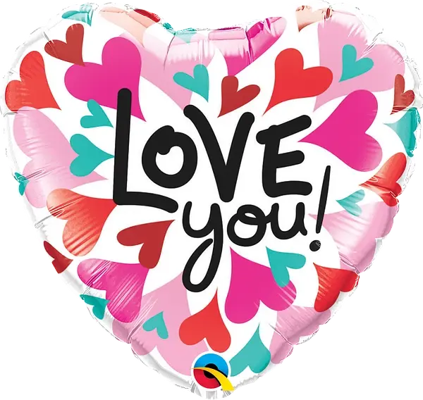 Love You Converging Hearts Foil Balloon qualatex