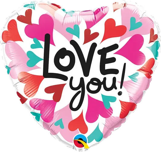 Love You Converging Hearts Foil Balloon qualatex