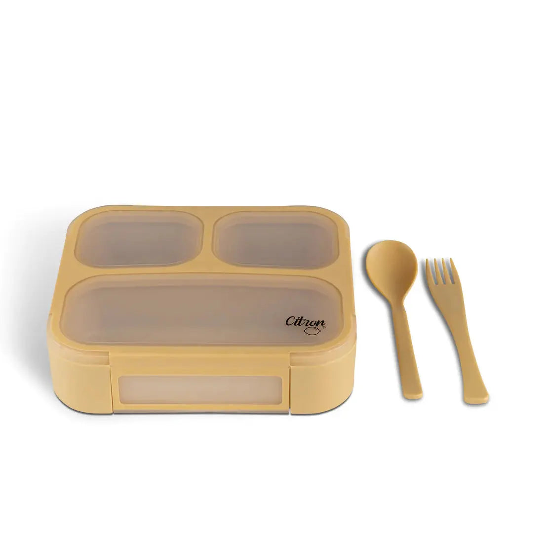 Lunch Box with Fork and Spoon - Yellow Citron