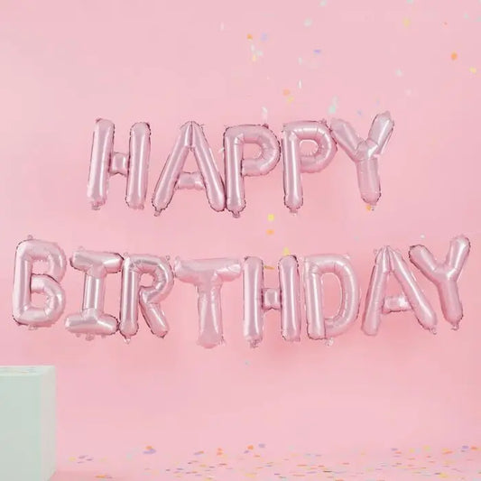 MATTE PINK HAPPY BIRTHDAY BUNTING BALLOONS Ginger Ray