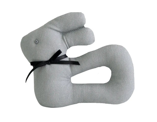 MY FIRST BUNNY RATTLE GREY LINEN alimrose