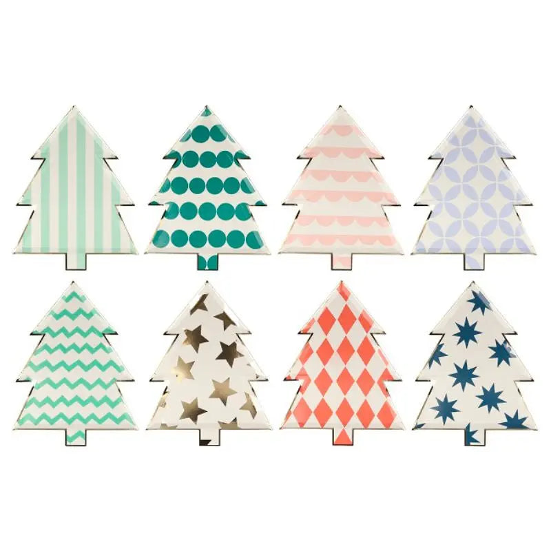 Meri Meri - Pack of 8 Patterned Christmas Tree Plates Meri Meri