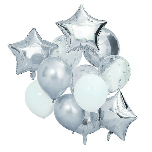 Metallic Silver Balloons Bundle Ginger Ray