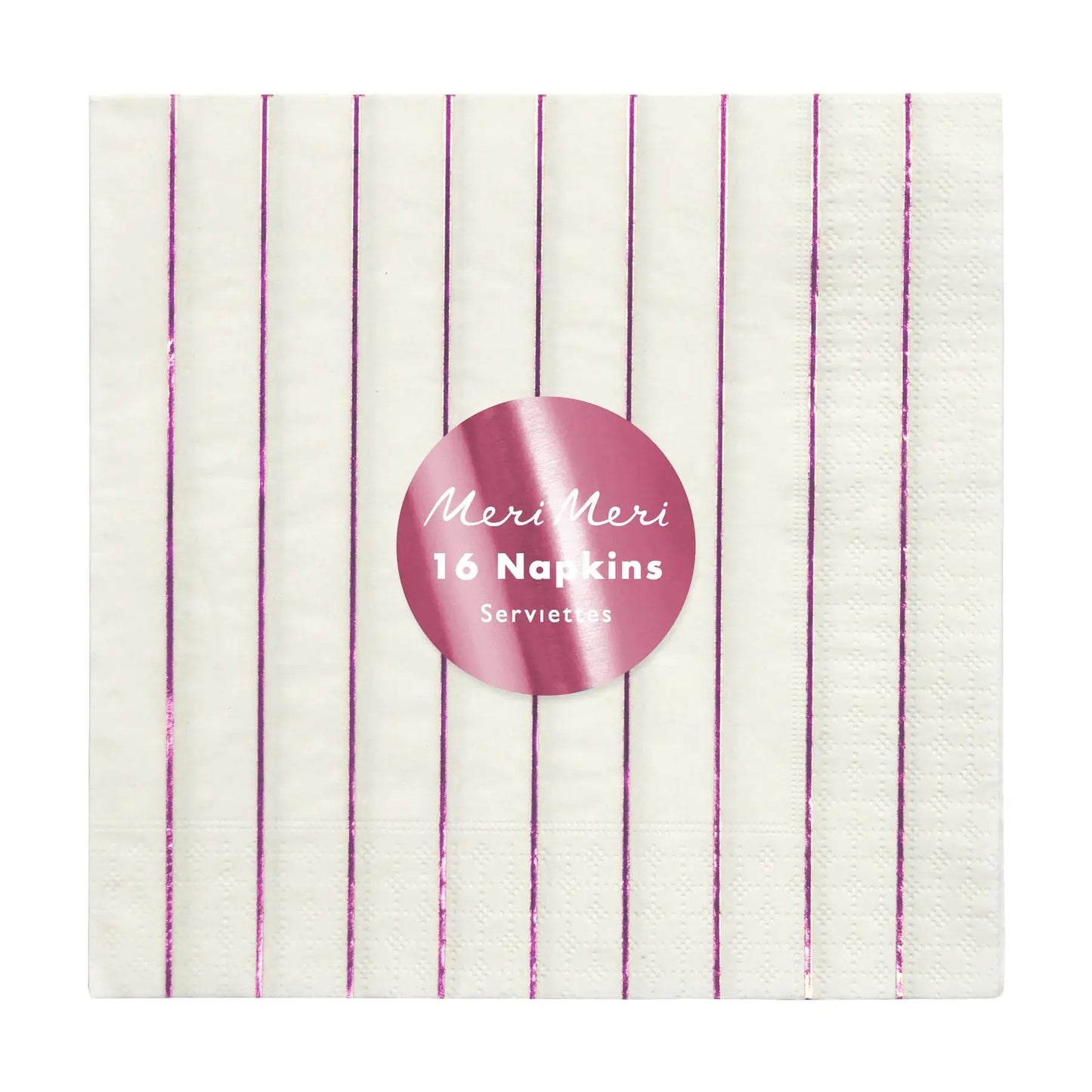 Metallic pink stripe large napkins Meri Meri