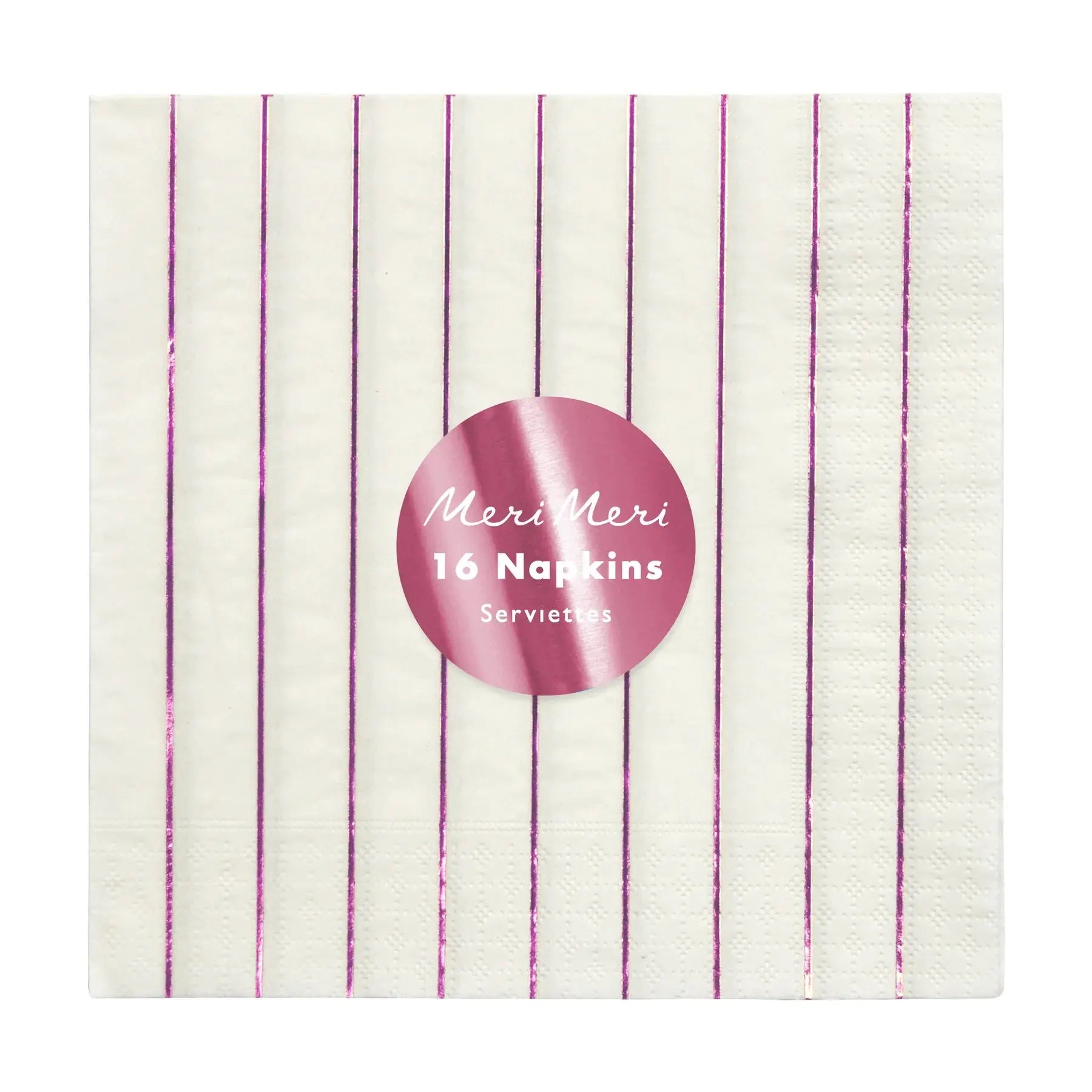 Metallic pink stripe large napkins Meri Meri