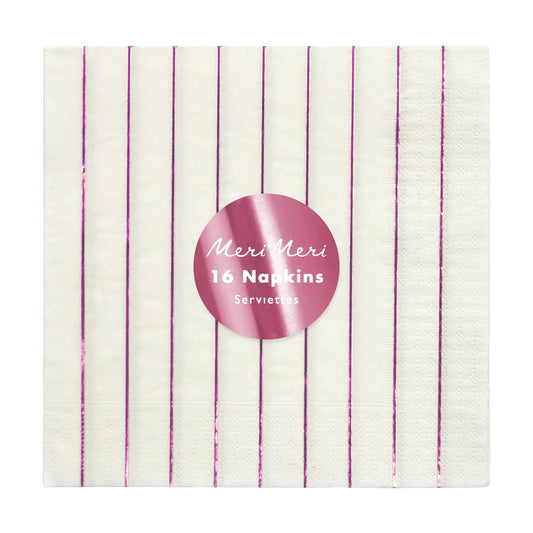 Metallic pink stripe large napkins Meri Meri