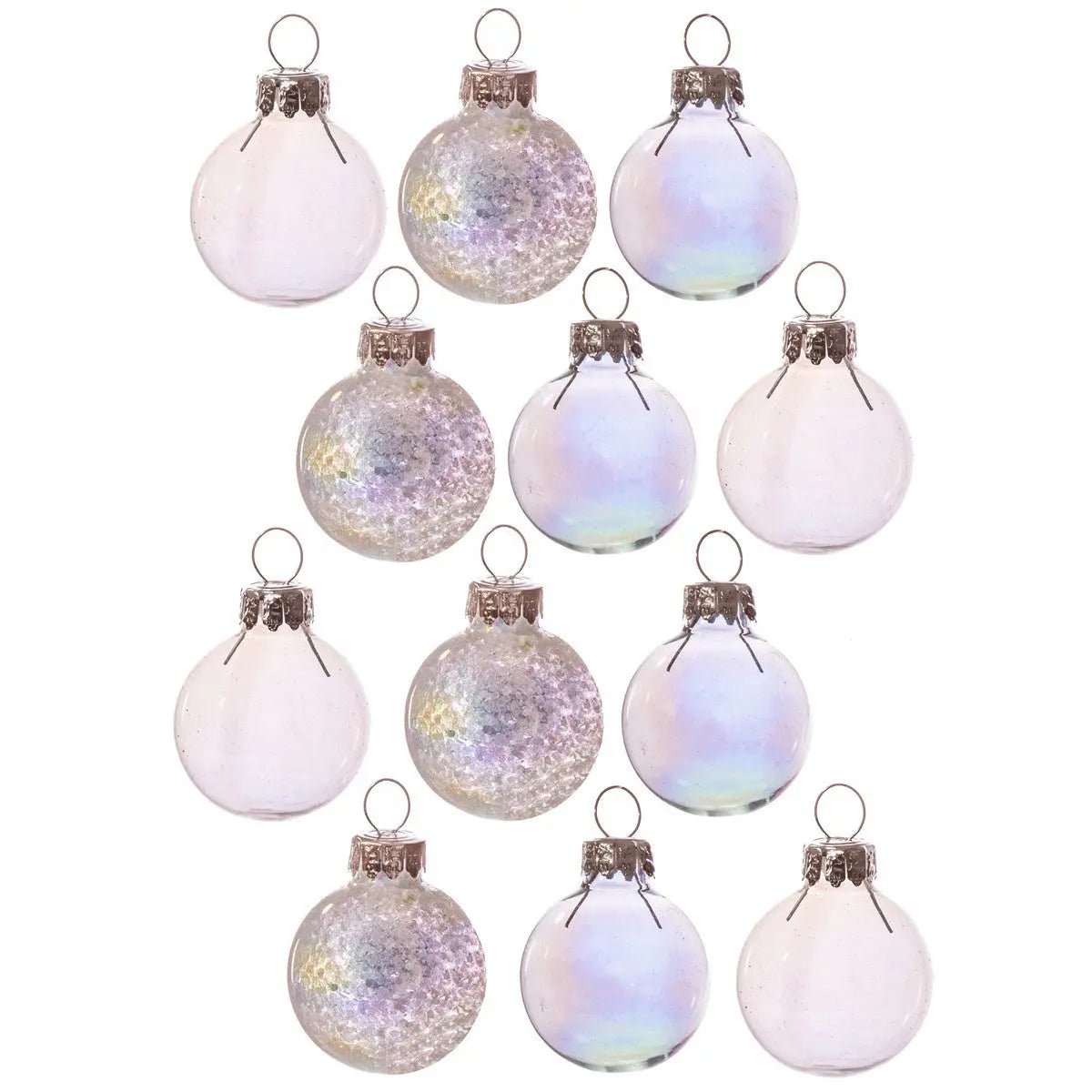 Mini White Irridescent Baubles - Set Of 12 SASS AND BELLE