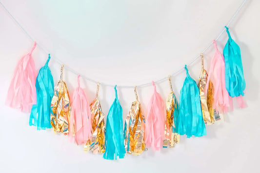 Mint - Pink - Gold Tassel Garland thepartyville