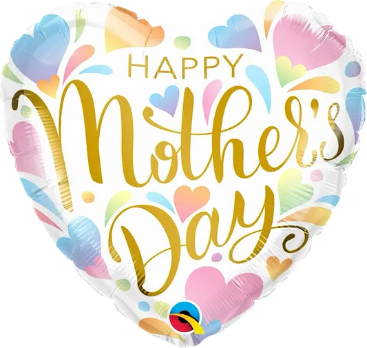 Mother's Day Pastel Hearts Foil Balloon qualatex