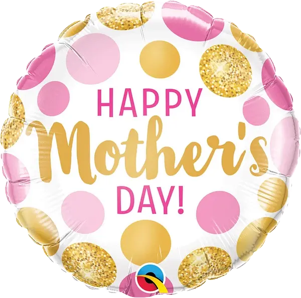Mother's Day Pink & Gold Dots Foil Balloons qualatex