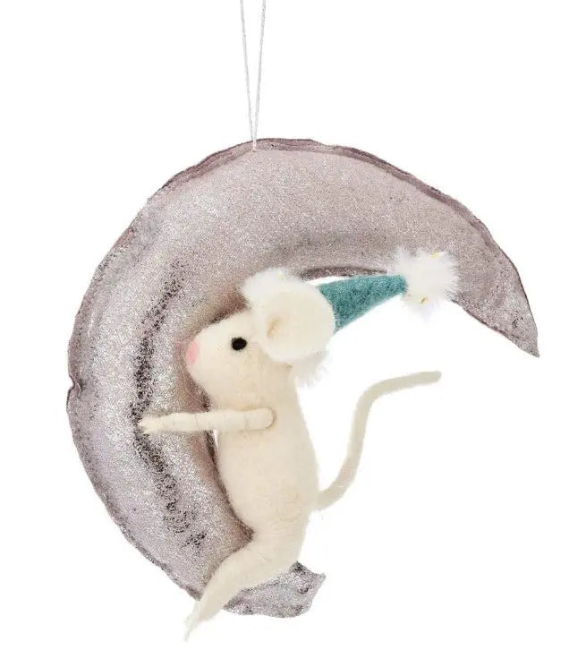 Mouse On The Moon Hanging Felt Decoration SASS AND BELLE