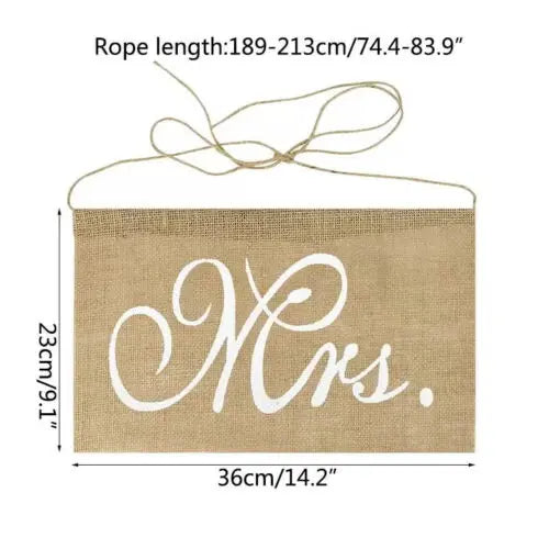 Mr & Mrs Chair signs rustic banner Partydeco