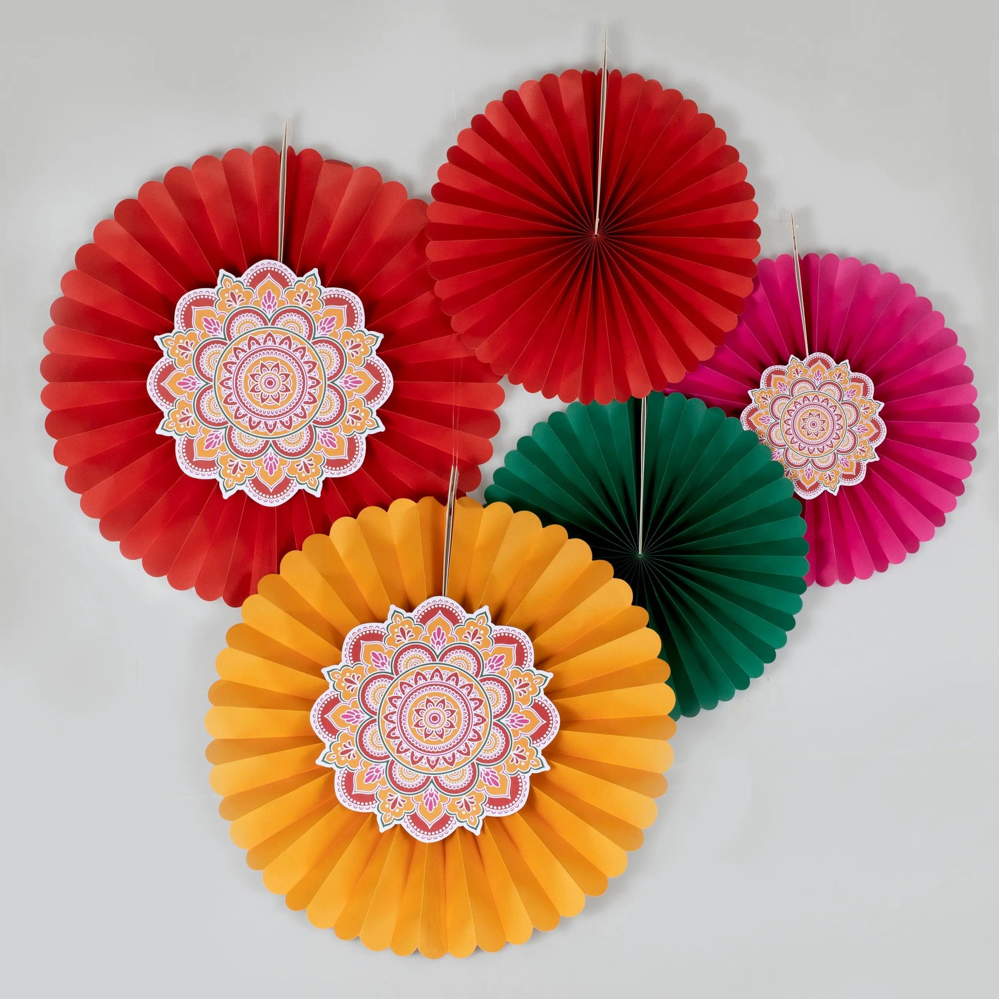 Multicoloured Diwali Paper Fan Decorations Ginger Ray