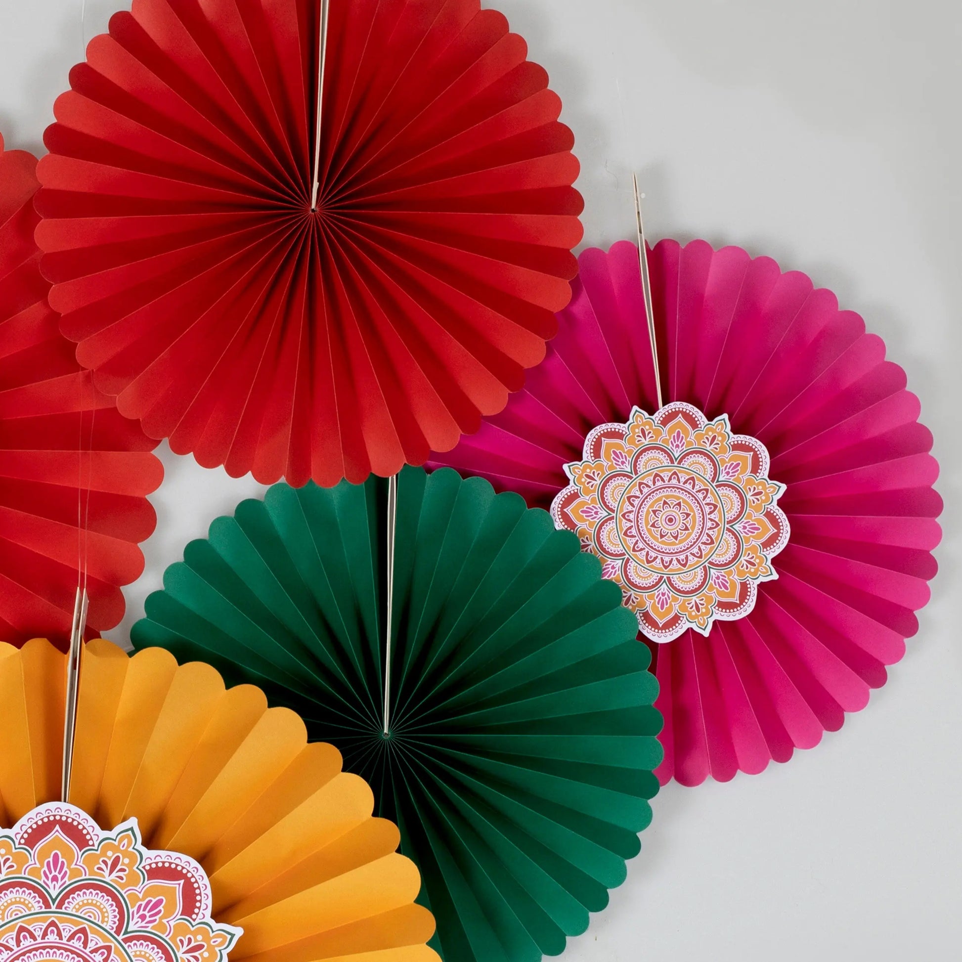 Multicoloured Diwali Paper Fan Decorations Ginger Ray