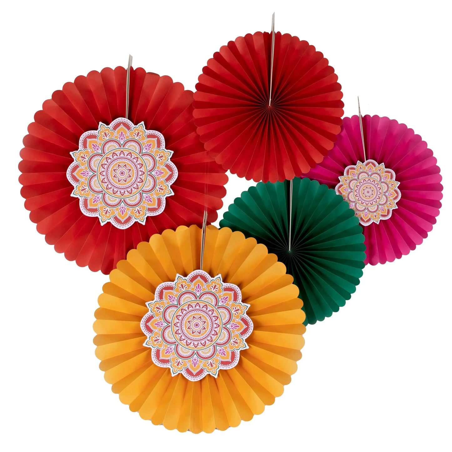 Multicoloured Diwali Paper Fan Decorations Ginger Ray