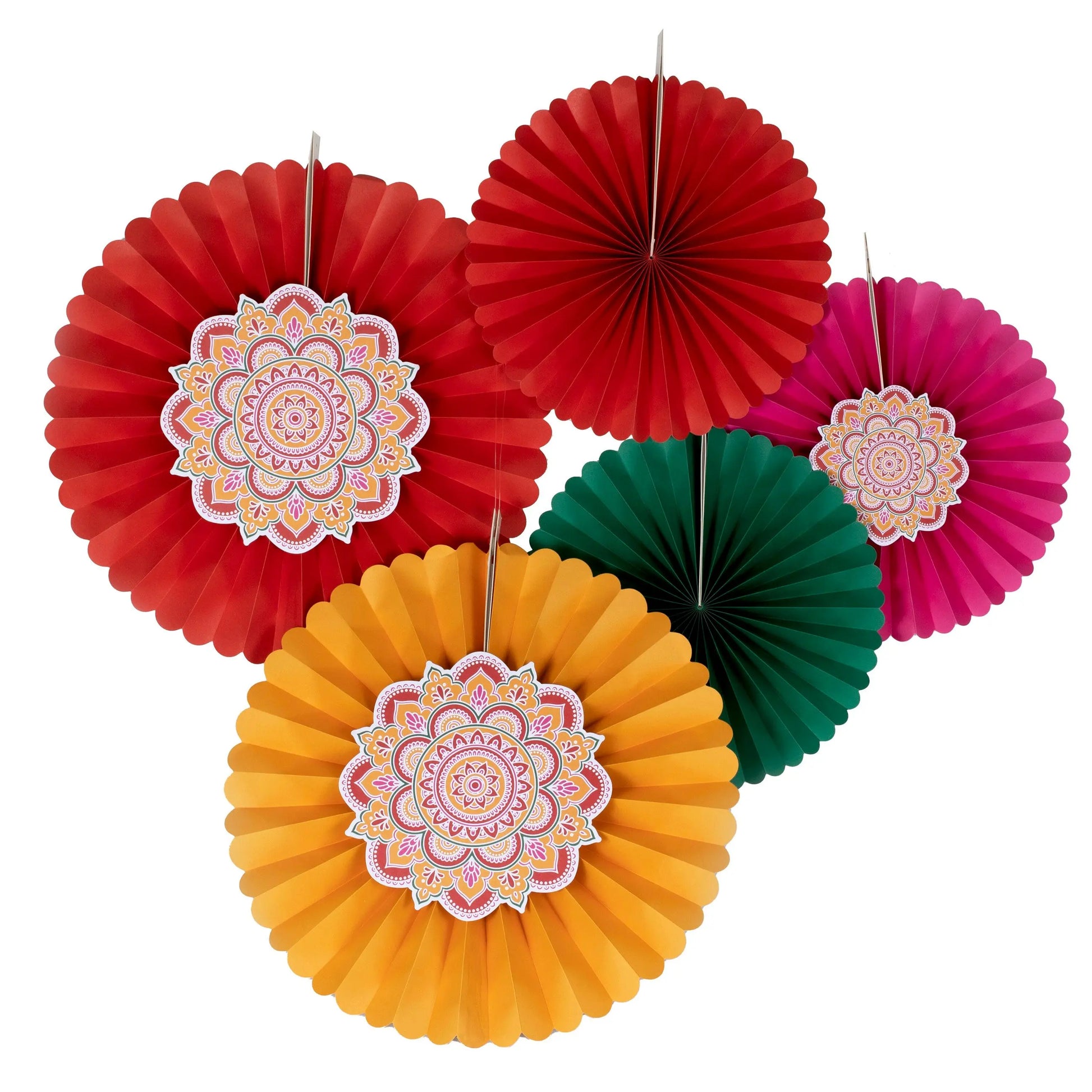 Multicoloured Diwali Paper Fan Decorations Ginger Ray