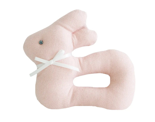 My First Bunny Rattle Pink Linen alimrose