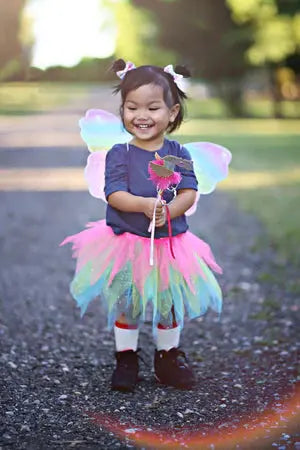NEON RAINBOW SKIRT WINGS AND WAND SET Great Pretenders