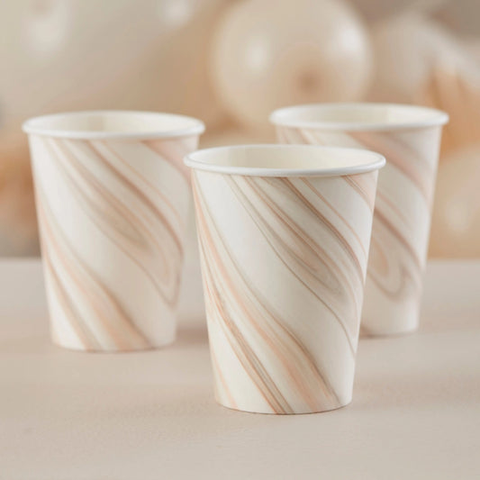 Natural Marble Print Paper Cups Ginger Ray