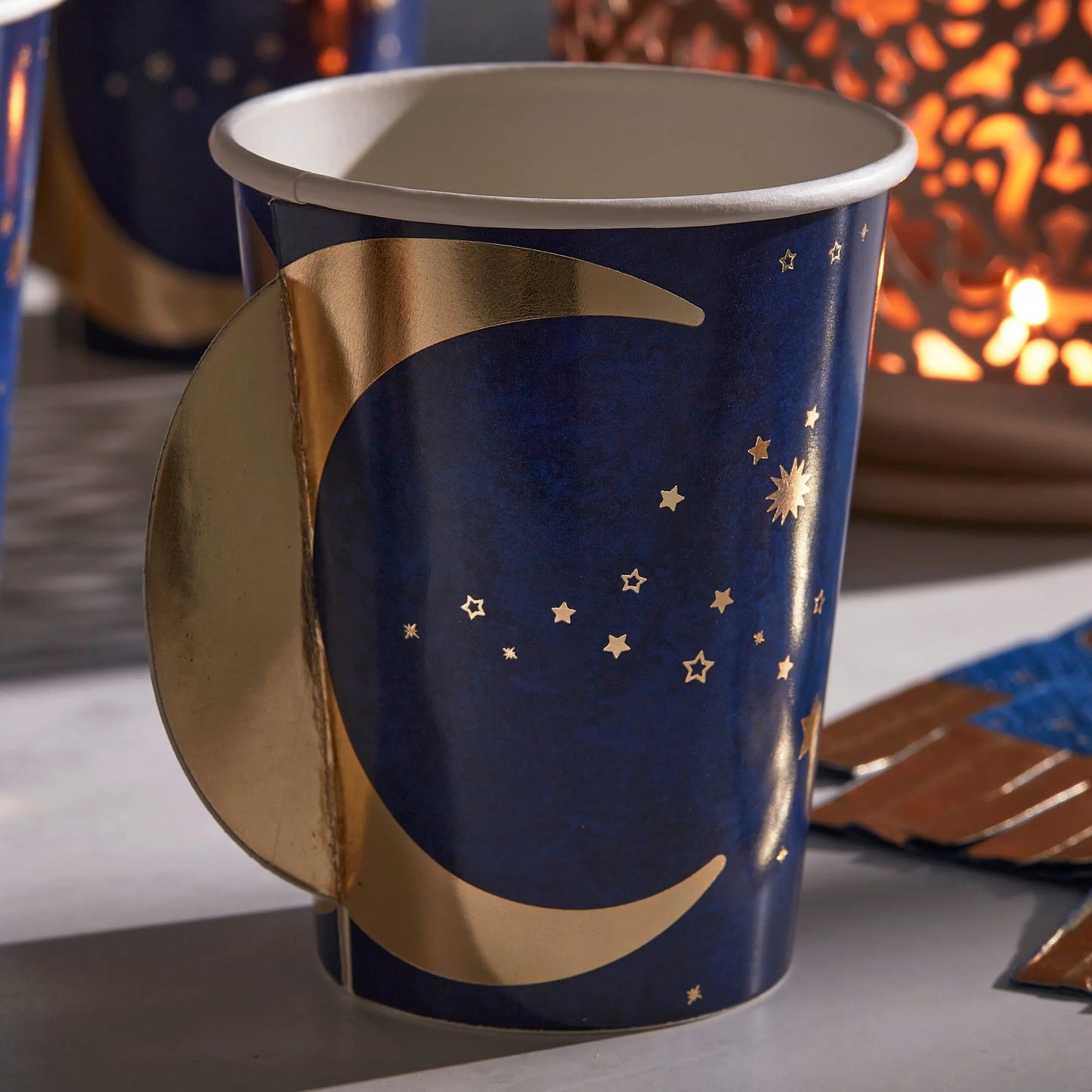 Navy & Gold Pop Out Moon Eid Paper Cups Ginger Ray