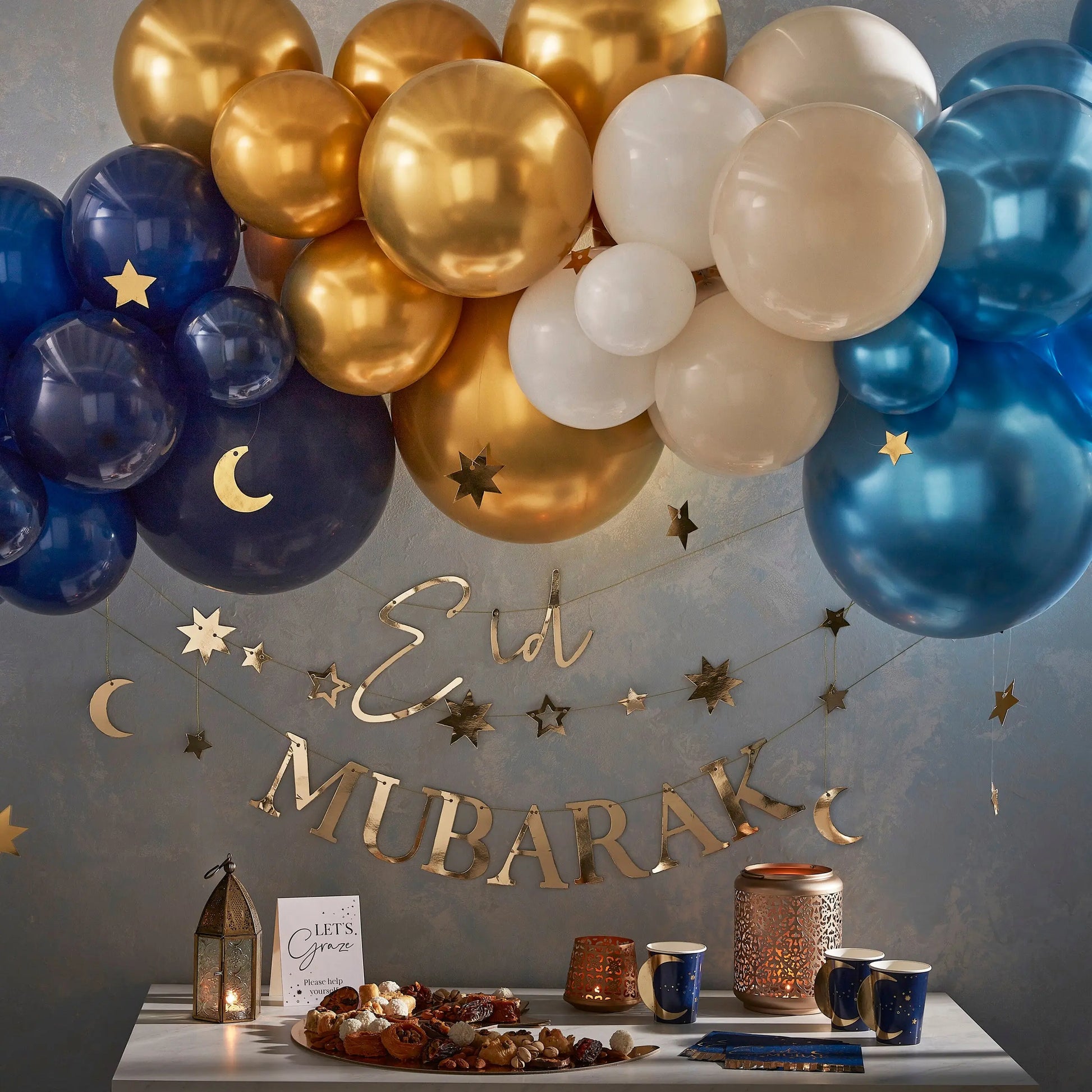 Navy & Gold Pop Out Moon Eid Paper Cups Ginger Ray