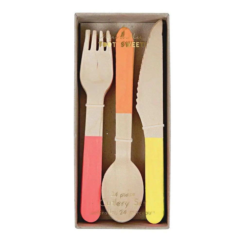 Neon Wooden Cutlery Set Meri Meri