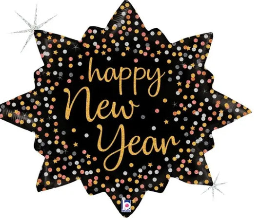 New Year Confetti Burst FOIL BALLOON Betallic