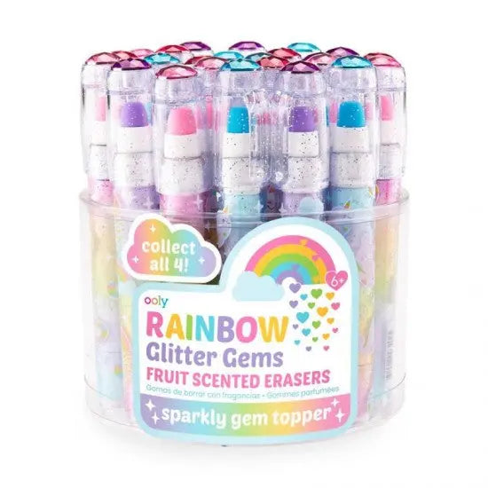 OOLY 112-095 RAINBOW GLITTER GEM SCENTED ERASERS OOLY