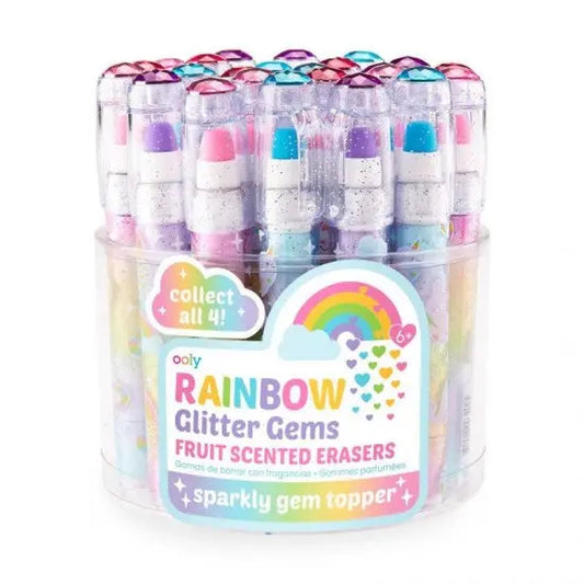 OOLY 112-095 RAINBOW GLITTER GEM SCENTED ERASERS OOLY