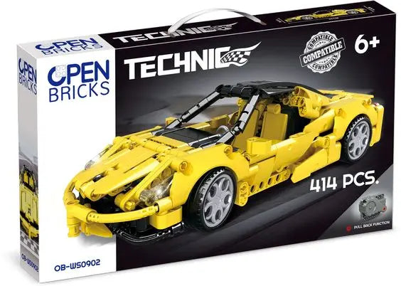 OPEN BRICKS - Sports Car Yellow (clamping block sports car Technic set) Open Bricks Source