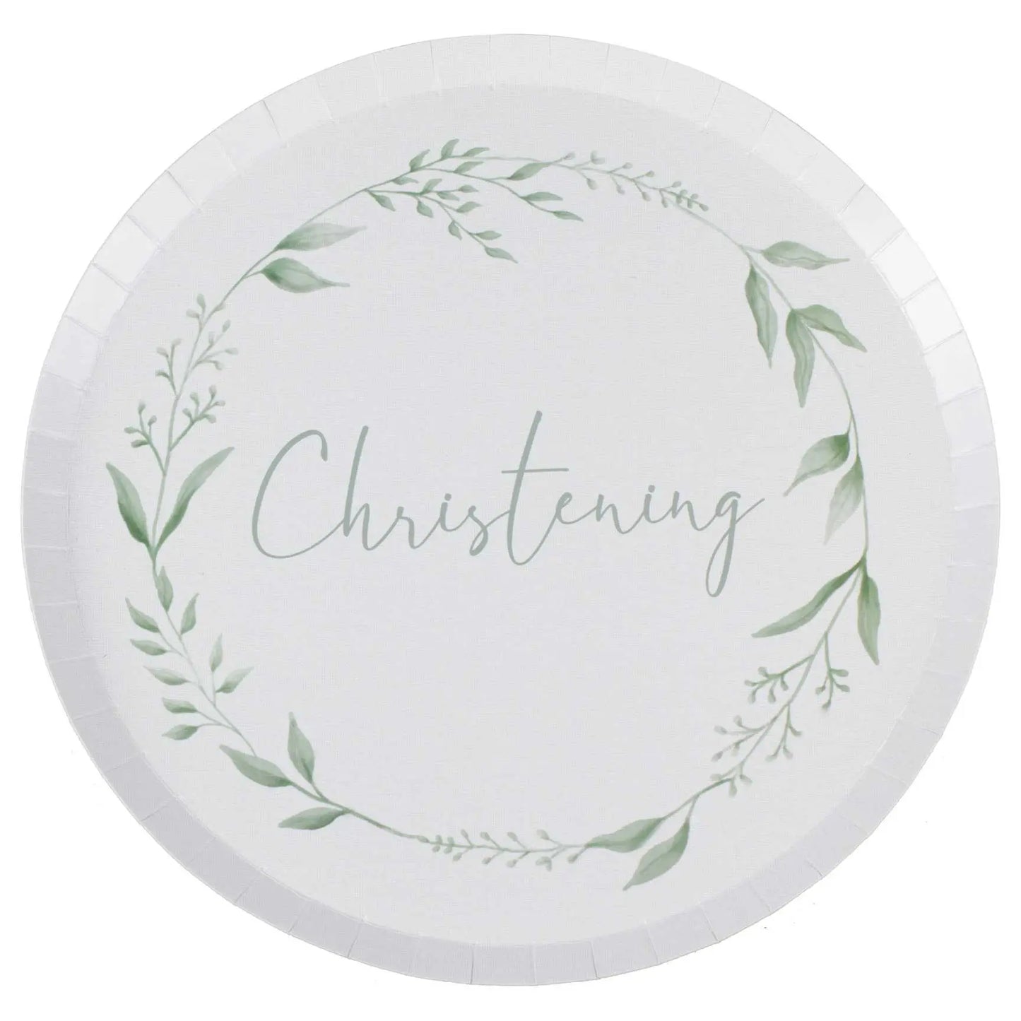 Paper plate baptism white and green Ginger Ray
