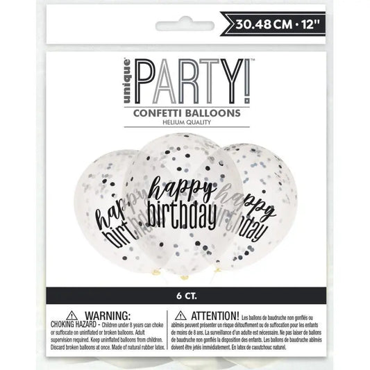 Party confetti Balloons Happy Birthday - GREY Unique
