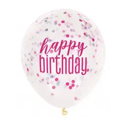 Party confetti Balloons Happy Birthday - PINK Unique