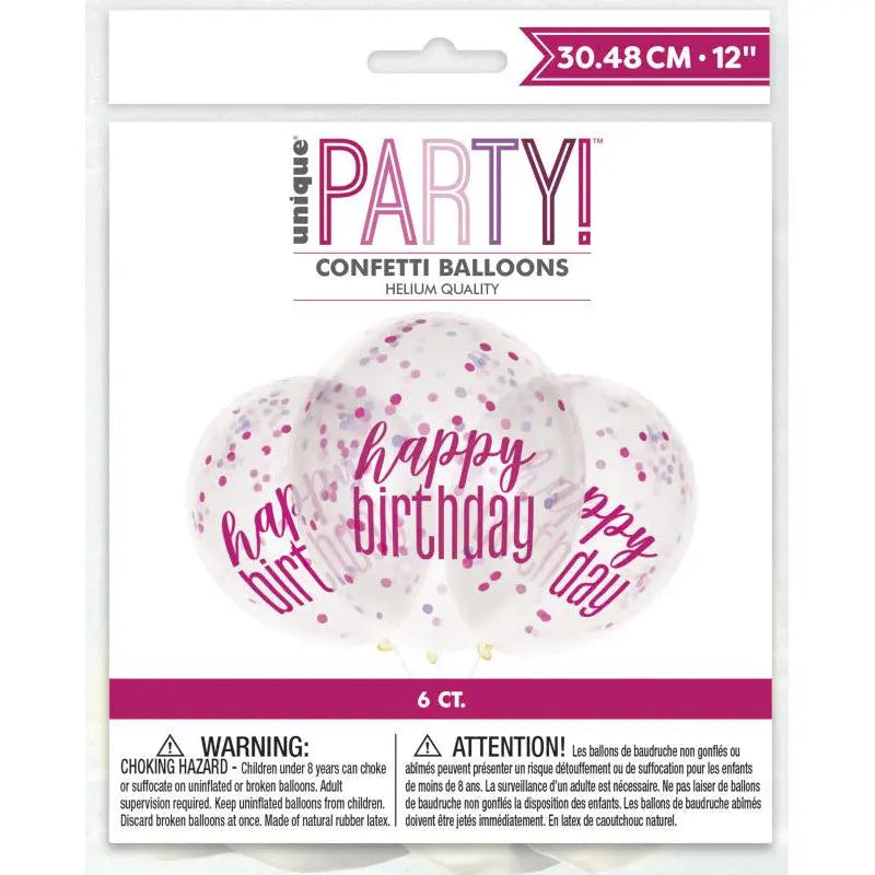 Party confetti Balloons Happy Birthday - PINK Unique