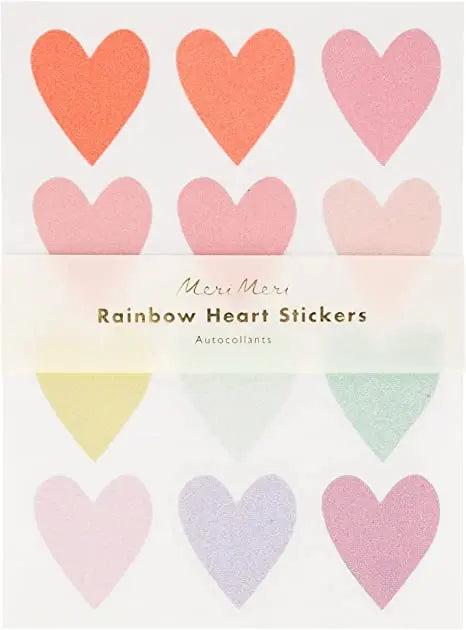 Pastel Heart Glitter Stickers (x 10 sheets) Meri Meri