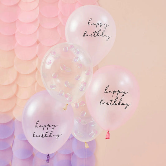 Pearlised Pink & Shell Confetti Balloon Bundle Ginger Ray