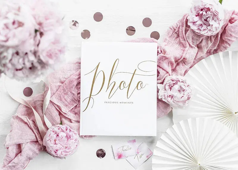 Photo album Precious moments, white & gold Partydeco