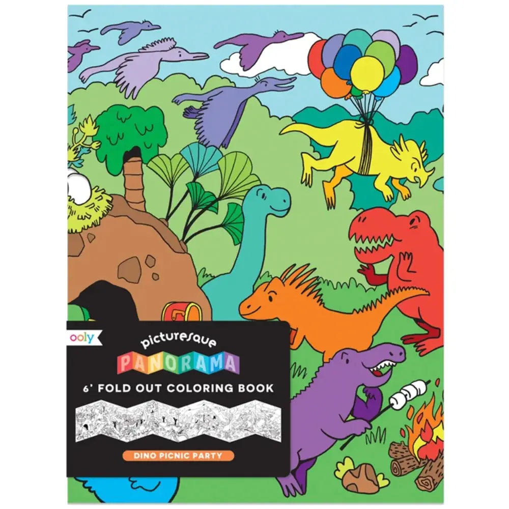 Picturesque Panorama Coloring Book | Dino Picnic Party OOLY