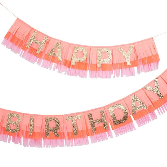 Pink Happy Birthday Fringe Garland Meri Meri