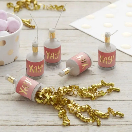 Pink Ombre Gold Foiled Yay! Party Poppers Ginger Ray
