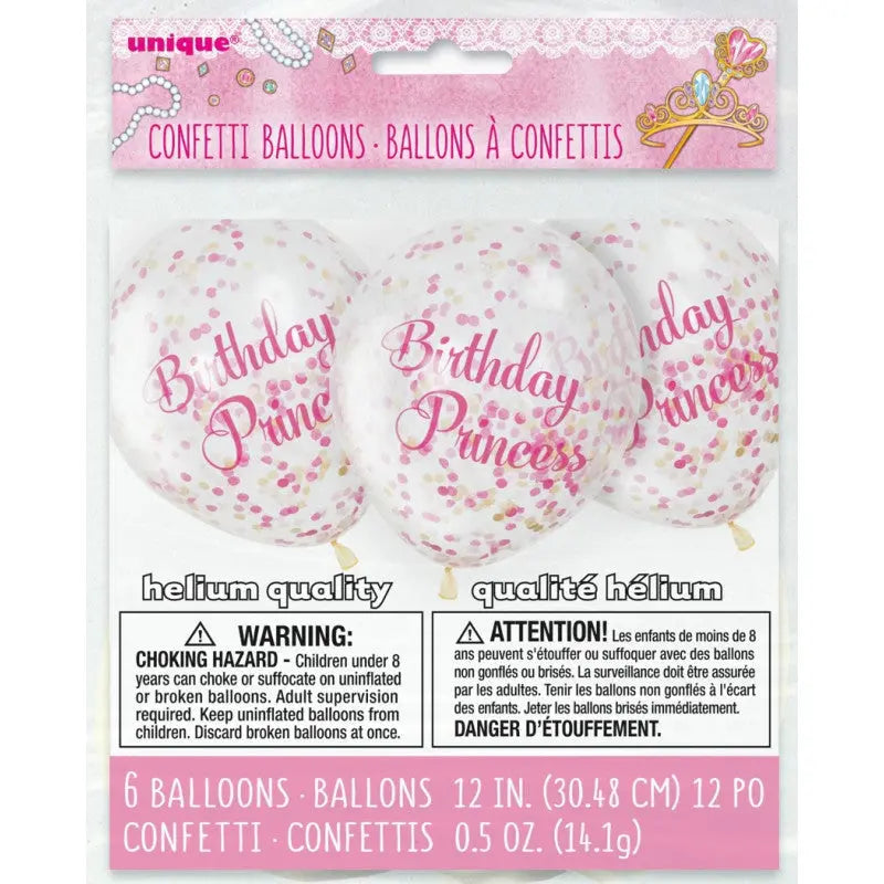 Pink Princess Confetti Balloons Unique