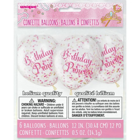 Pink Princess Confetti Balloons Unique