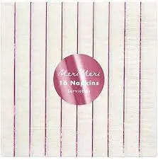 Pink Sparkle stripe napkins S Meri Meri