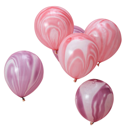 Pink and Purple Marble Balloons - Make A Wish - 10 balloons - Ginger ray Ginger Ray
