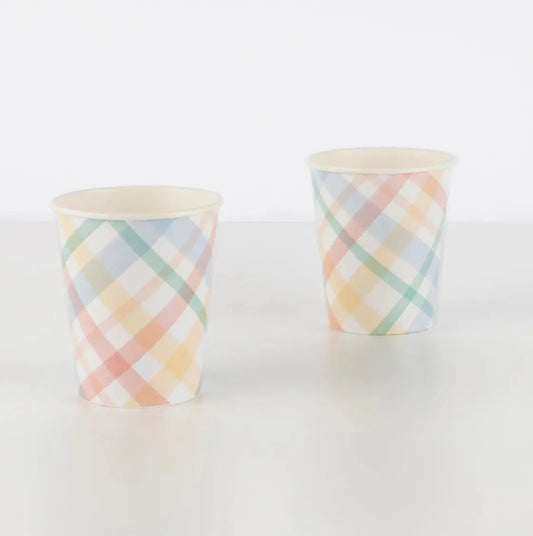 Plaid Pattern Cups (x 8) Meri Meri
