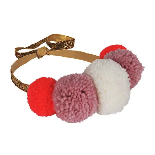 Pom Pom Pink Head band - crown Meri Meri